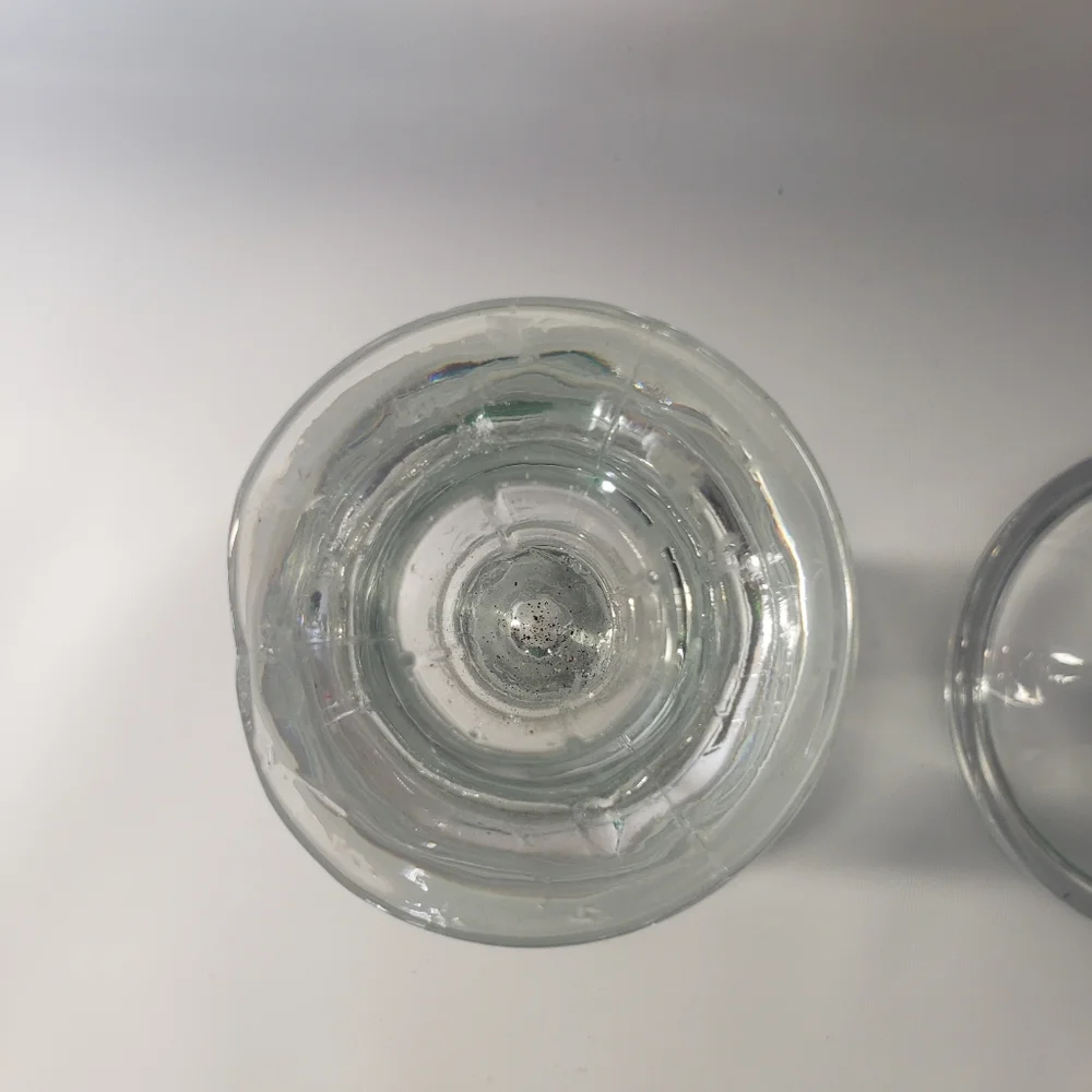 Vintage Leaded Clear Glass Taper Candle Holder Set Of 3